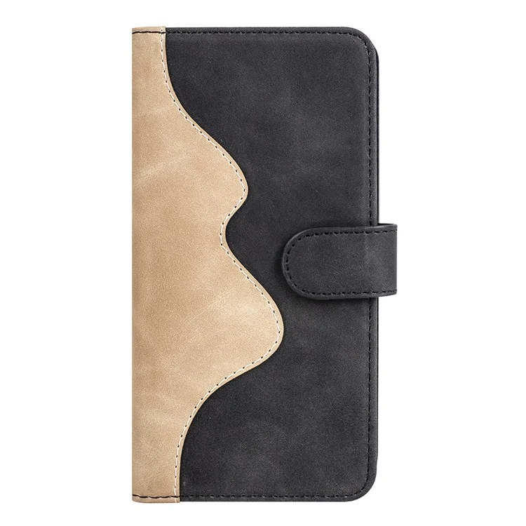 For Google Pixel 7a Leather Wallet Shockproof Phone Cover Dual Color Splicing Flip Stand Case - Black
