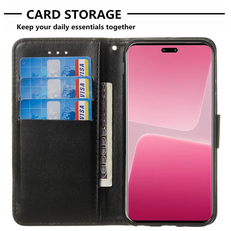B40 Для Xiaomi 13 Lite / Civi 2 5G Solid Color Wallet Stand Cover PU Leather+TPU Cell Phone Case - Чёрный