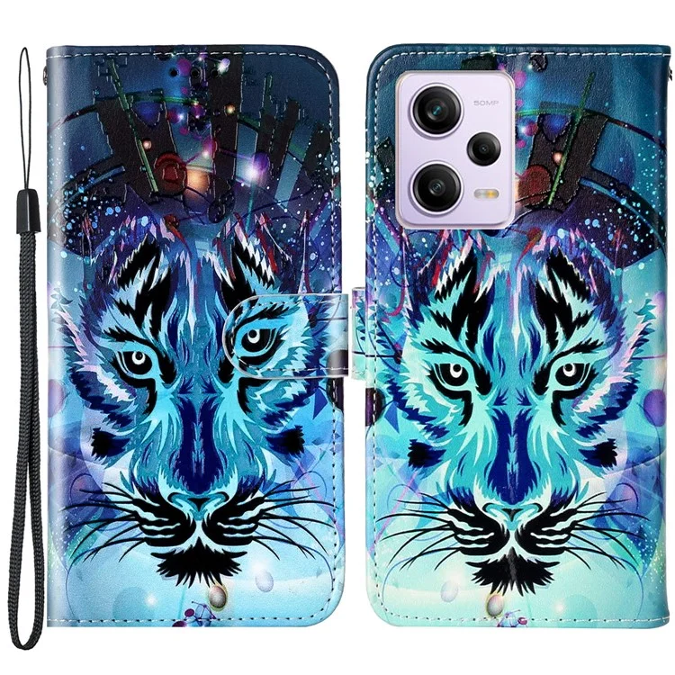 For Xiaomi Poco X5 Pro 5G / Redmi Note 12 Pro Speed 5G / Note 12 Pro 5G Pattern Printing Phone Cover Leather Wallet Flip Stand Case - Wolf