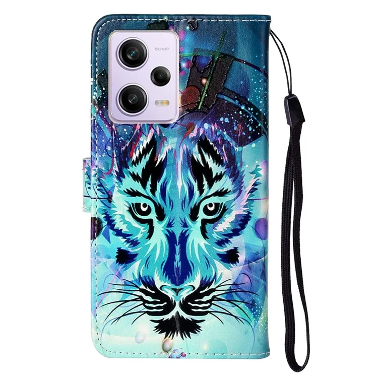 For Xiaomi Poco X5 Pro 5G / Redmi Note 12 Pro Speed 5G / Note 12 Pro 5G Pattern Printing Phone Cover Leather Wallet Flip Stand Case - Wolf