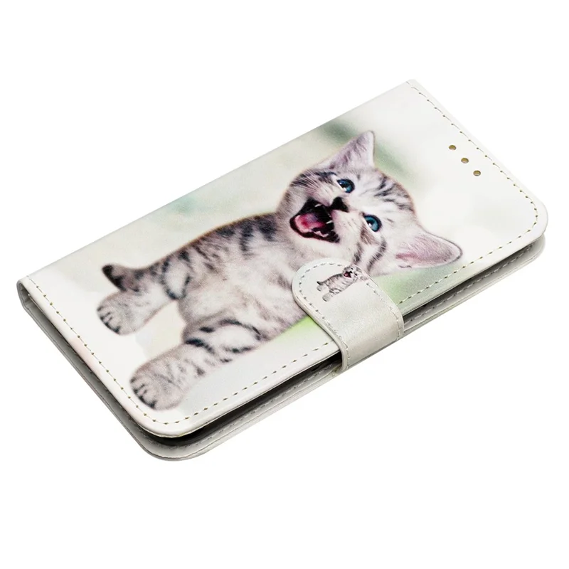 For Xiaomi Poco X5 Pro 5G / Redmi Note 12 Pro Speed 5G / Note 12 Pro 5G Pattern Printing Phone Case PU Leather Wallet Stand Cover - Cat