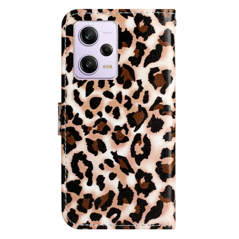 För Xiaomi Poco X5 Pro 5G / Redmi Note 12 Pro Speed 5G / Note 12 Pro 5G Mönstrad Skal från PU-läder med Plånbok och Ställfot – Leopardenmönster