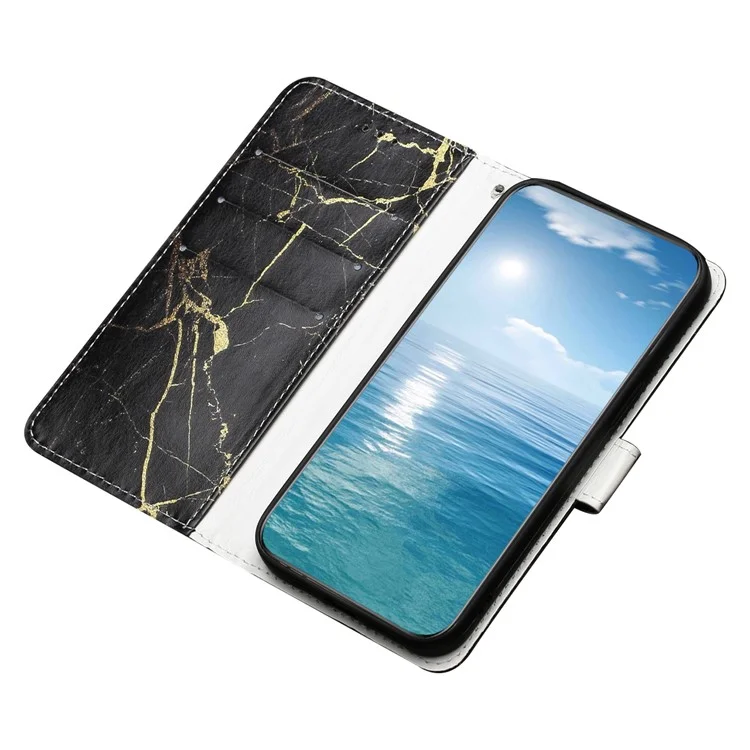 For Xiaomi Redmi Note 12 Pro 5G / Note 12 Pro Speed 5G / Poco X5 Pro 5G Leather Phone Case Pattern Printing Flip Wallet Stand Cover - Black Gold Marble