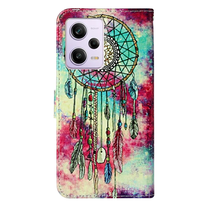 For Xiaomi Redmi Note 12 Pro 5G / Note 12 Pro Speed 5G / Poco X5 Pro 5G Leather Phone Case Pattern Printing Flip Wallet Stand Cover - Green Wind Chime