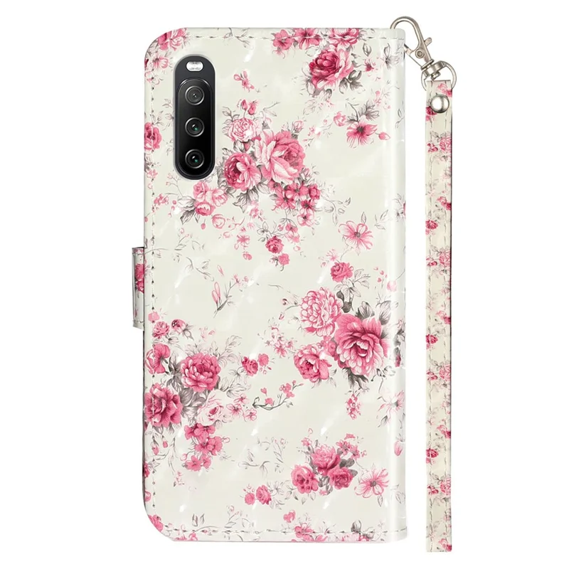 For Sony Xperia 10 V Phone Case 3D Pattern Printing Flip Stand PU Leather Wallet Drop-proof Cover with Strap - Roses