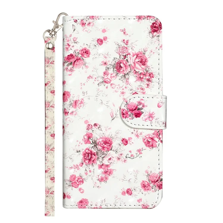 For Google Pixel 7a PU Leather 3D Pattern Printing Phone Case Stand Wallet Flip Cover with Strap - Roses