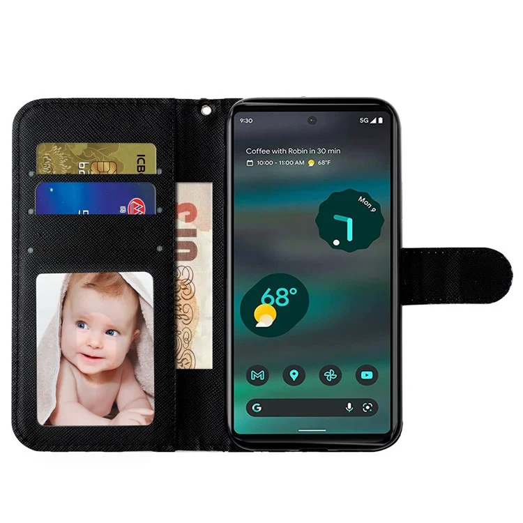 Для Google Pixel 7 Pro 5G Откидной Стенд Чехол для телефона 3D Узор Печать PU Кожаный Бумажник Чехол для телефона с ремешком - Собака