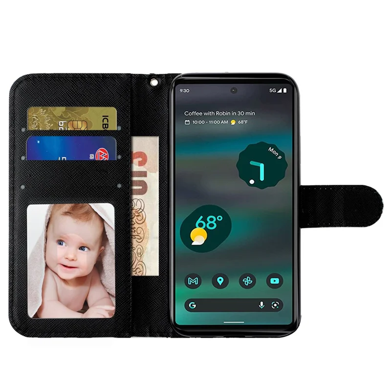 For Google Pixel 7 Pro 5G Flip Stand Phone Case 3D Pattern Printing PU Leather Wallet Phone Folio Cover with Strap - Leopard