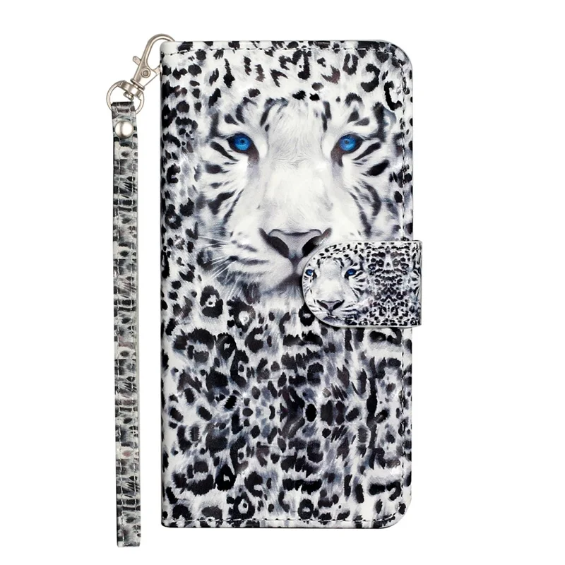 For Google Pixel 7 Pro 5G Flip Stand Phone Case 3D Pattern Printing PU Leather Wallet Phone Folio Cover with Strap - Leopard
