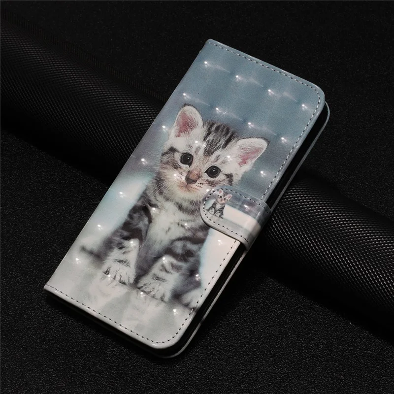 Voor Xiaomi Poco X5 Pro 5G / Redmi Note 12 Pro Speed 5G / Note 12 Pro 5G 3D Patroon Afdrukken Telefoonhoes PU Leren Portemonnee Stand Anti-val Cover - Kat