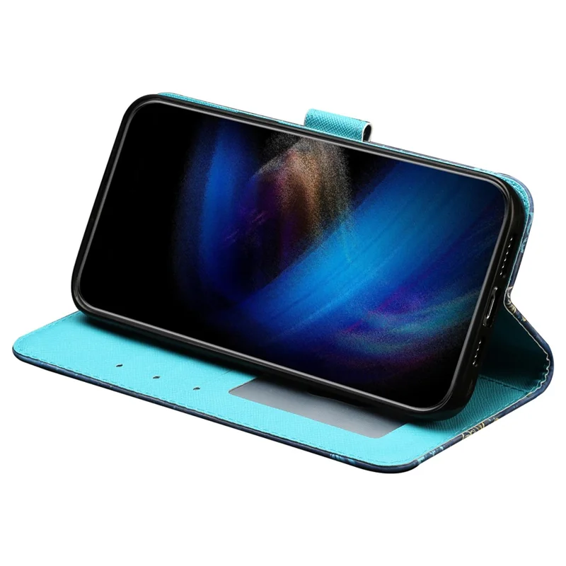 For Xiaomi 13 5G Shockproof Phone Case 3D Pattern Printing PU Leather Wallet Flip Stand Cover with Strap - Snow Wolf