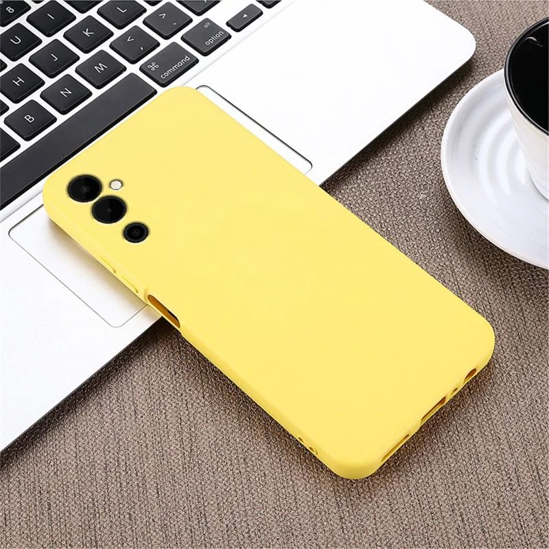 Mobile Phone Case for TECNO Pova Neo 2 4G , Liquid Silicone Soft Lining Cover with Strap - Yellow