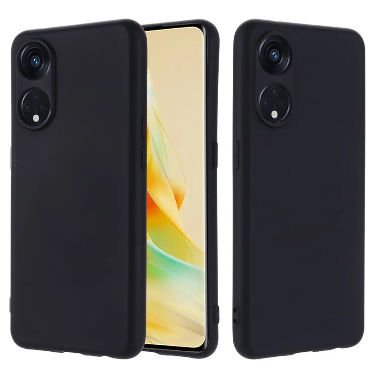 Para Oppo Reno8 T 5G / A1 Pro 5G Funda de silicona líquida con forro suave Cubierta antirasguños con correa - Negro