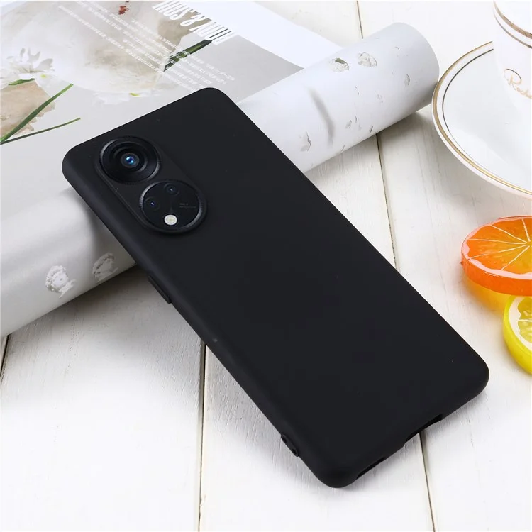 Para Oppo Reno8 T 5G / A1 Pro 5G Funda de silicona líquida con forro suave Cubierta antirasguños con correa - Negro