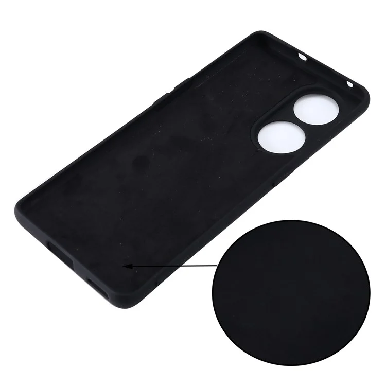 Para Oppo Reno8 T 5G / A1 Pro 5G Funda de silicona líquida con forro suave Cubierta antirasguños con correa - Negro