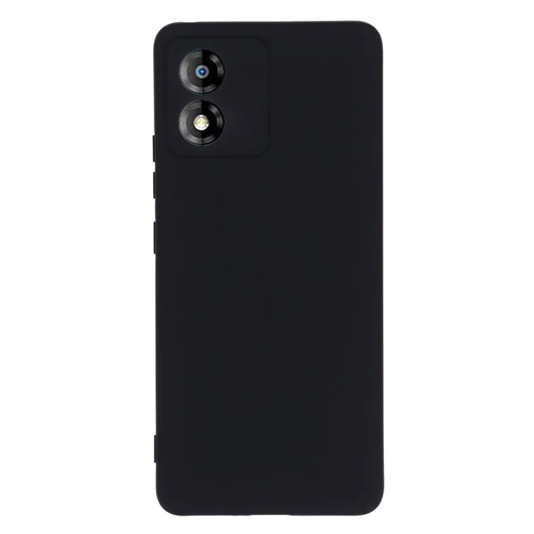 Para Motorola Moto E13 4G Anti-Dust Phone Case Liquid Silicone Soft Lining Phone Cover Shell with Strap - Black