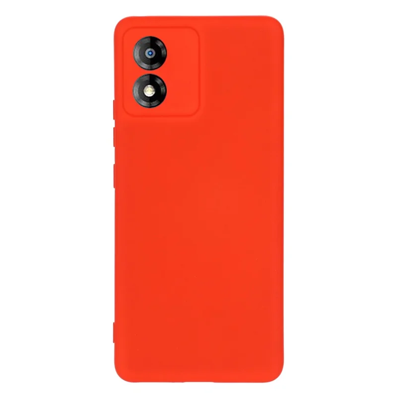 For Motorola Moto E13 4G Anti-Dust Phone Case Liquid Silicone Soft Lining Phone Cover Shell with Strap - Red