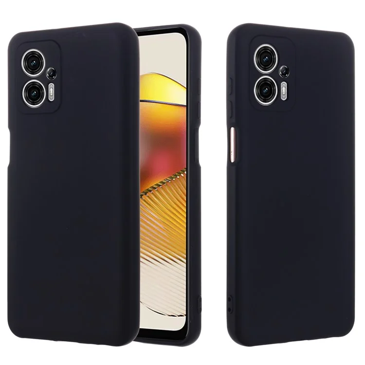 Étui en silicone liquide pour Motorola Moto G13 4G / G23 4G, avec revêtement doux et dragonne - Noir