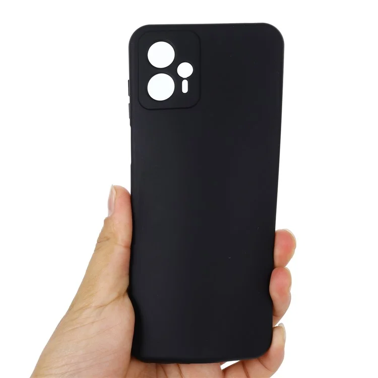 Étui en silicone liquide pour Motorola Moto G13 4G / G23 4G, avec revêtement doux et dragonne - Noir