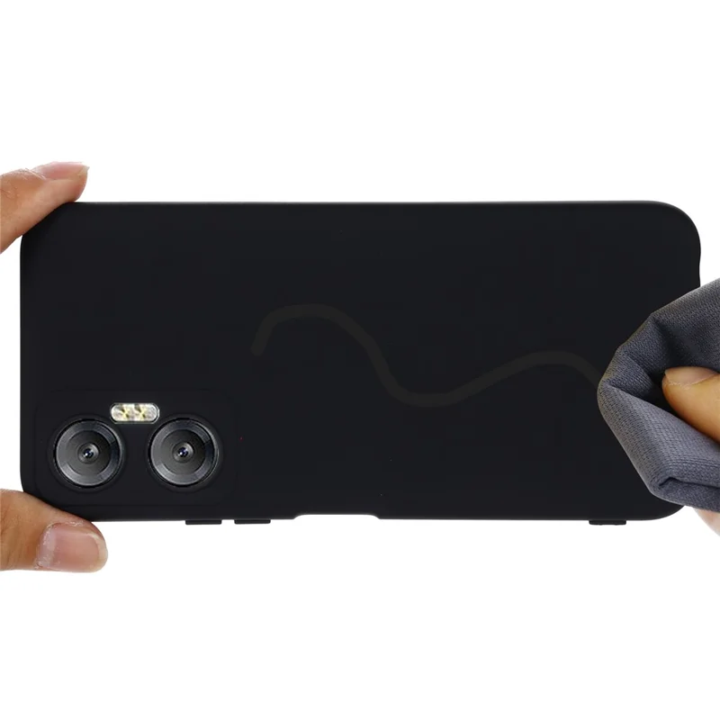 Phone Case for Infinix Hot 20 5G , Impact-Resistant Liquid Silicone Soft Lining Cover with Strap - Black