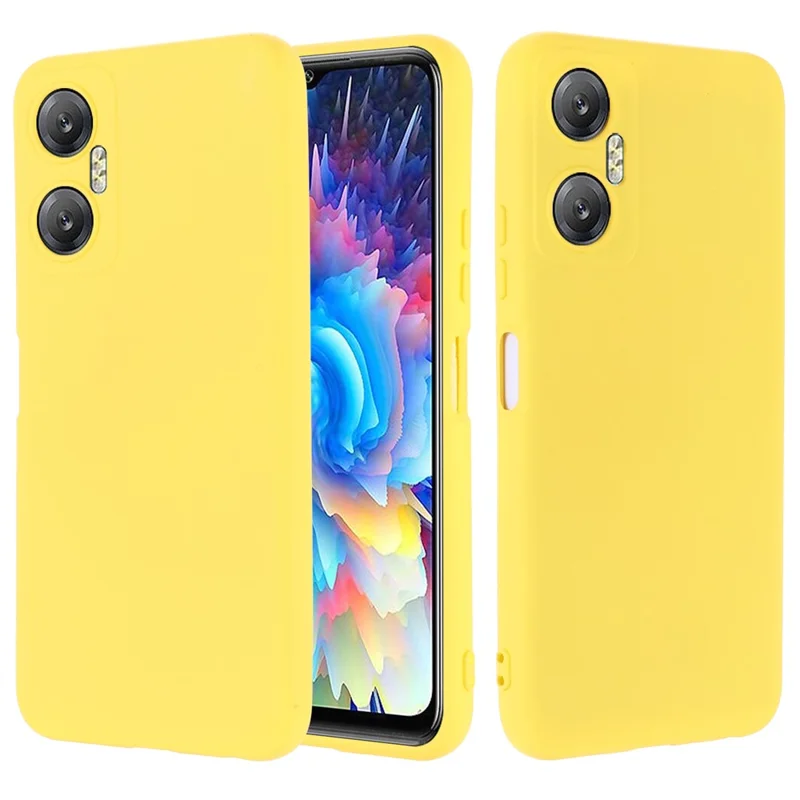 Étui de téléphone pour Infinix Hot 20 5G, housse en silicone liquide résistante aux chocs avec doublure douce et sangle - Jaune