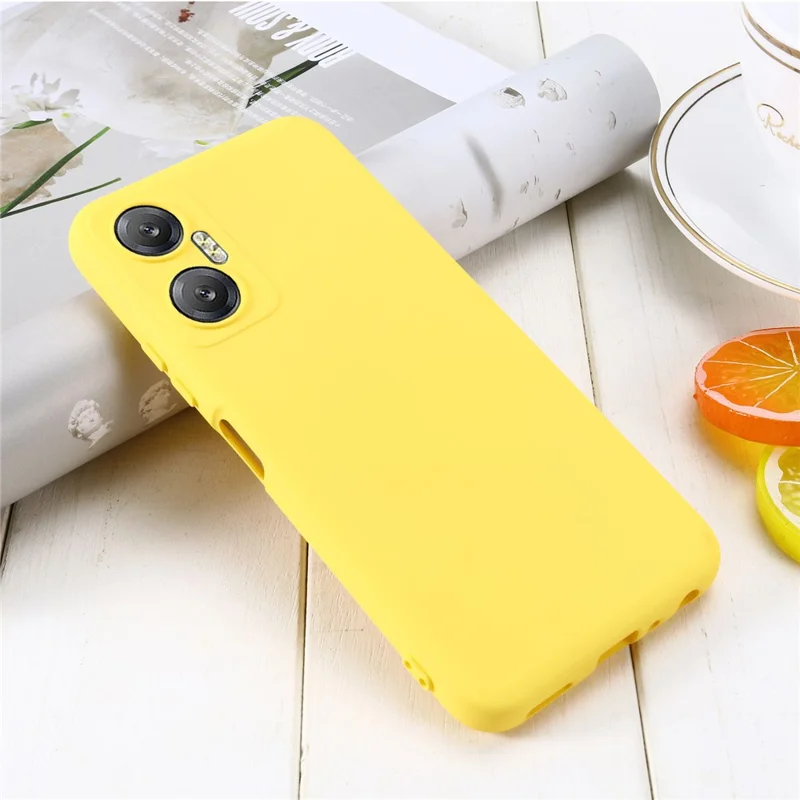 Étui de téléphone pour Infinix Hot 20 5G, housse en silicone liquide résistante aux chocs avec doublure douce et sangle - Jaune