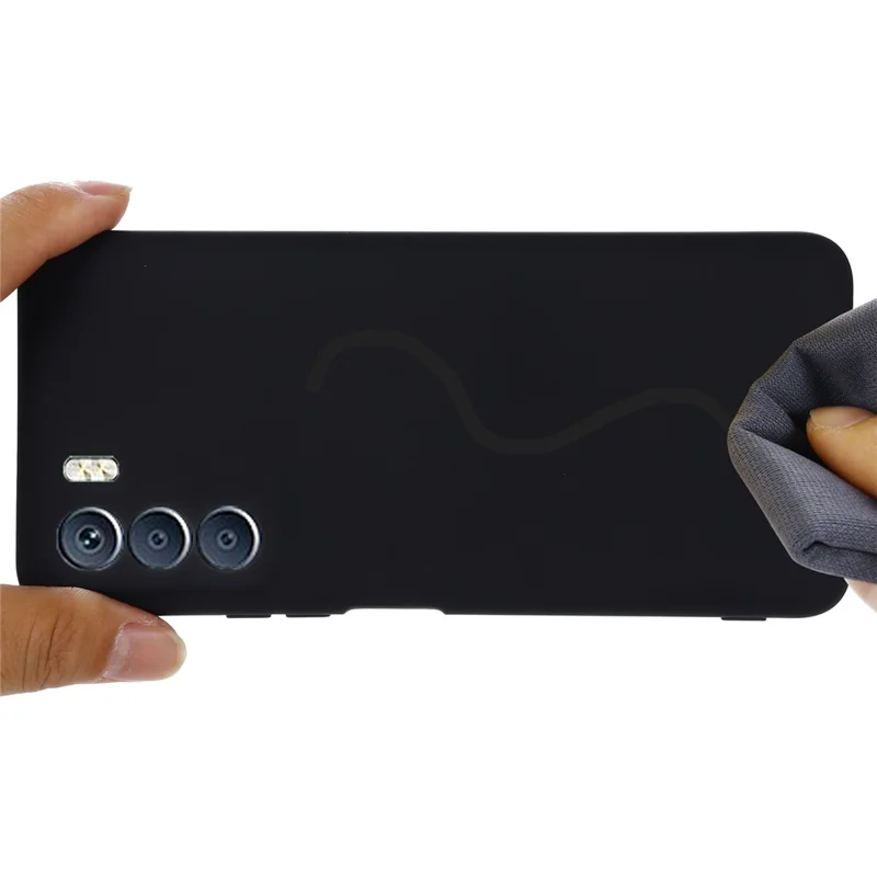 Slim Phone Case for Infinix Zero 2023 5G , Liquid Silicone Soft Lining Cover with Strap - Black