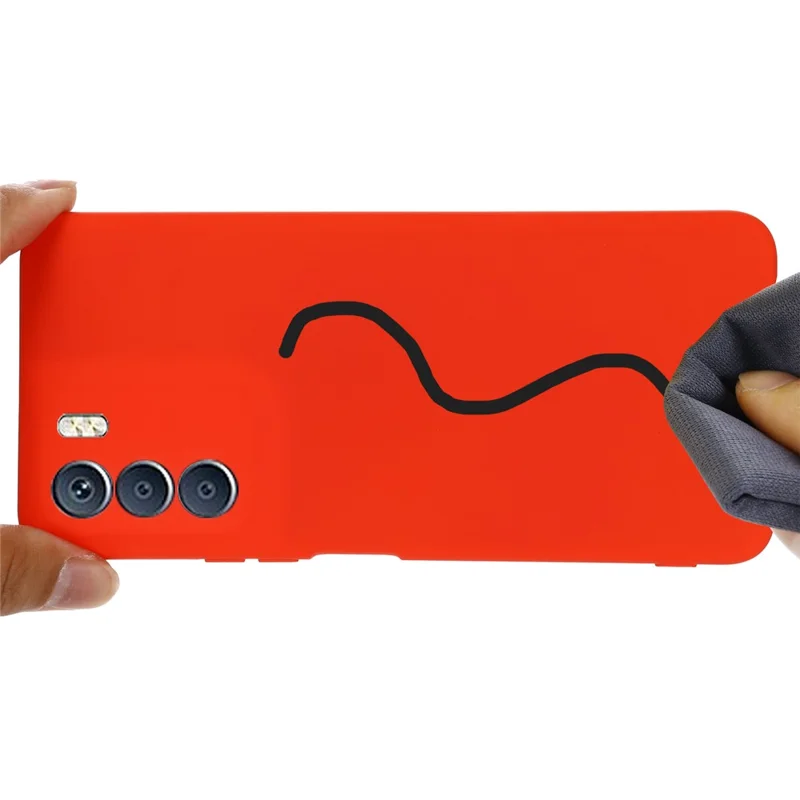 Slim Phone Case for Infinix Zero 2023 5G , Liquid Silicone Soft Lining Cover with Strap - Red