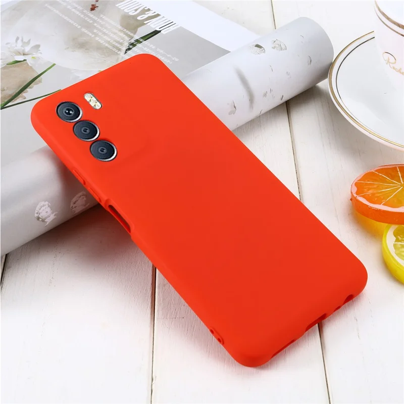 Slim Phone Case for Infinix Zero 2023 5G , Liquid Silicone Soft Lining Cover with Strap - Red