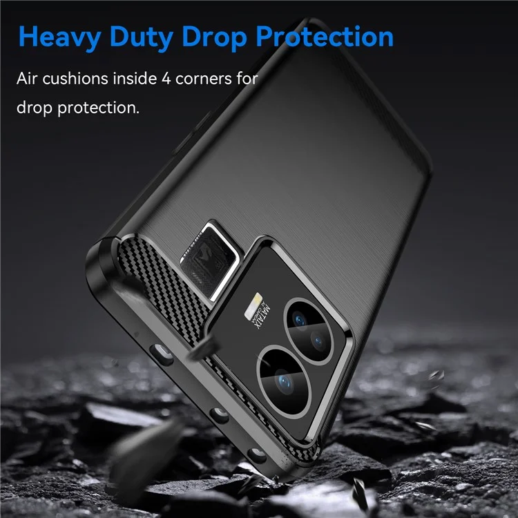 Für Realme GT3 5G / GT Neo 5 5G Brushed Phone Case Carbon Fiber Texture Phone Shell Mobile Phone Cover - Schwarz