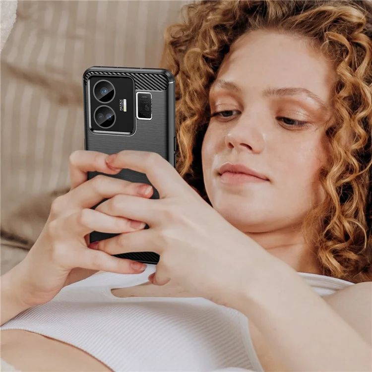 Für Realme GT3 5G / GT Neo 5 5G Brushed Phone Case Carbon Fiber Texture Phone Shell Mobile Phone Cover - Schwarz