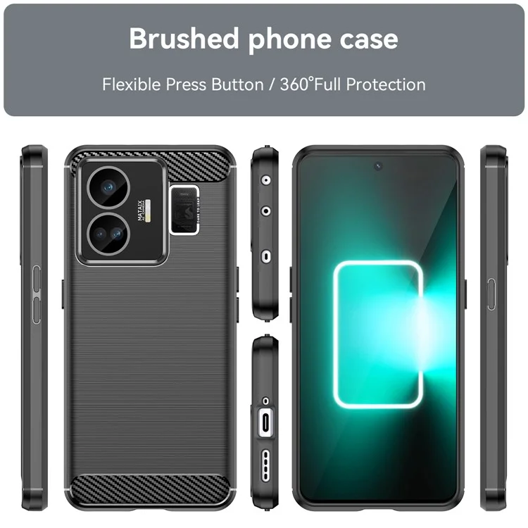 Für Realme GT3 5G / GT Neo 5 5G Brushed Phone Case Carbon Fiber Texture Phone Shell Mobile Phone Cover - Schwarz