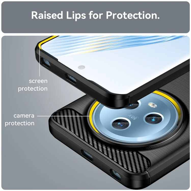 For Honor Magic5 TPU Phone Case Brushed Carbon Fiber Texture Protective Phone Cover - Black