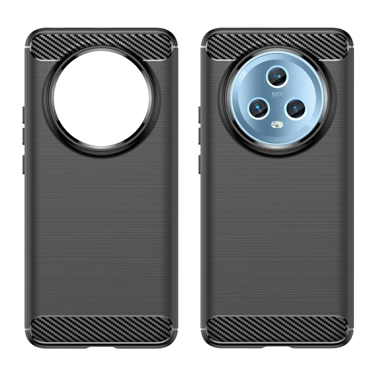 For Honor Magic5 TPU Phone Case Brushed Carbon Fiber Texture Protective Phone Cover - Black