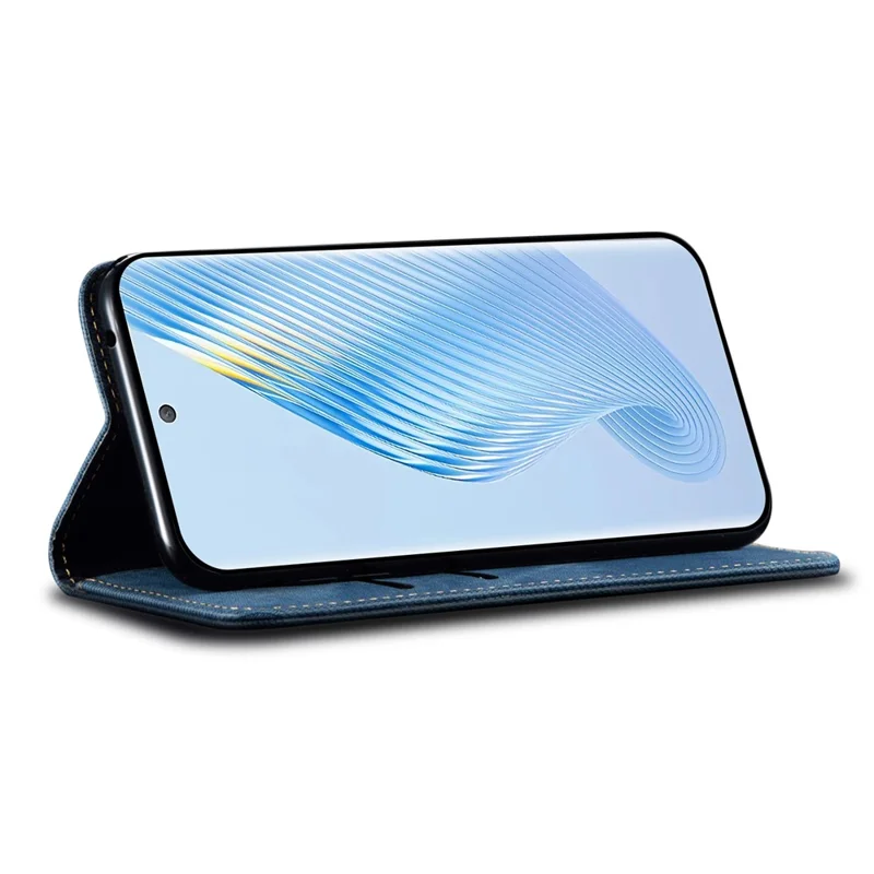 Чехол-кошелёк для телефона For Honor Magic5 Jeans Cloth Texture - синий