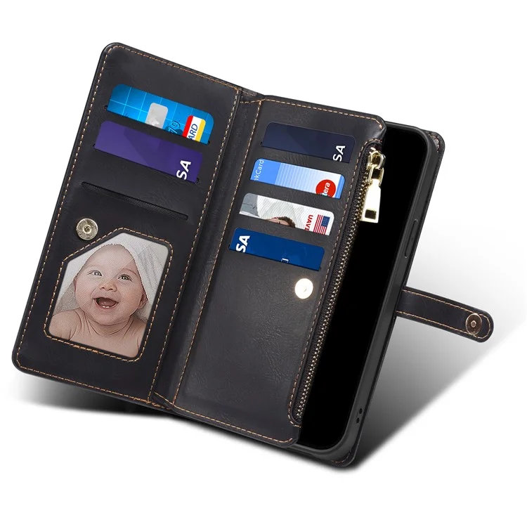 Série Galaxy ESEBLE pour Samsung Galaxy M54 5G / F54 5G Étui portefeuille en cuir avec blocage RFID, pochette à fermeture éclair et support - Noir