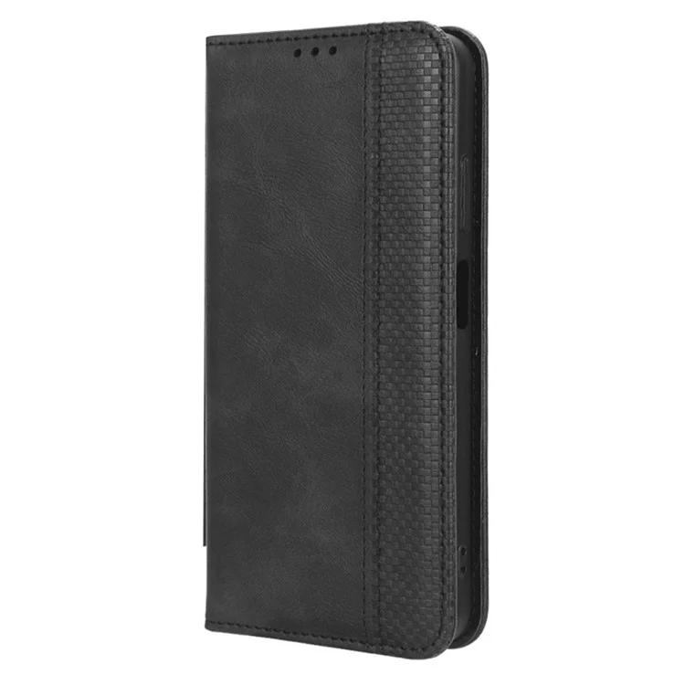 Para Blackview A85 Anti-Polvo PU Leather Wallet Cell Phone Case Retro Texture Phone Stand Cover - Negro