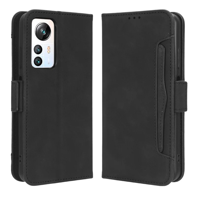 For Blackview A85 Mobile Phone Leather Case Multiple Card Slots Phone Cover with Wallet Stand - Black