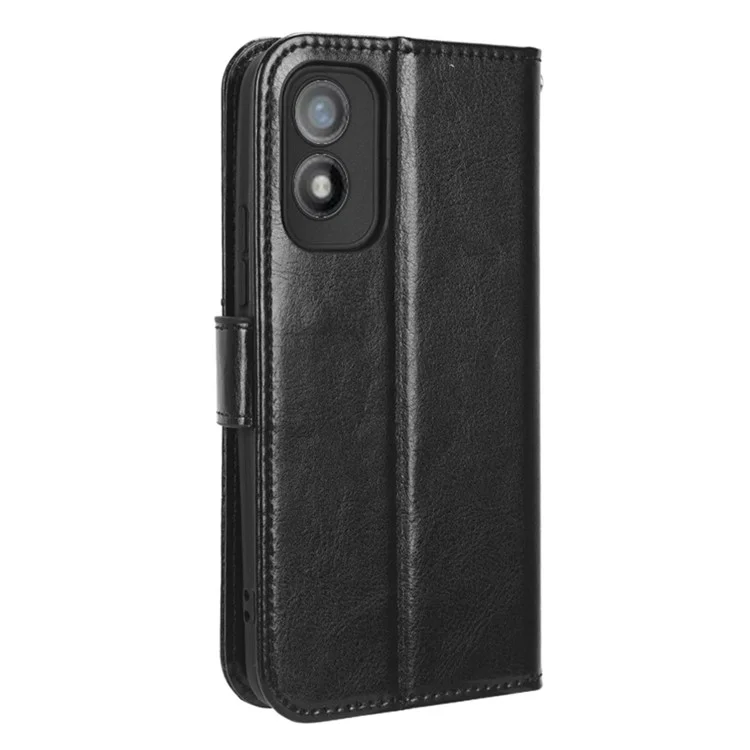 Para itel A18 Crazy Horse Texture Wallet Case PU Leather Stand Folio Flip Phone Cover - Negro