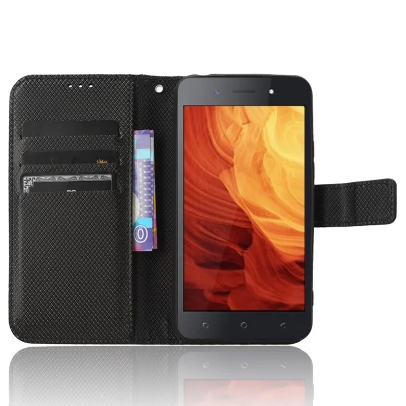 Shockproof Case for itel A18 PU Leather Mobile Folio Flip Cover Wallet Phone Case with Stand - Black