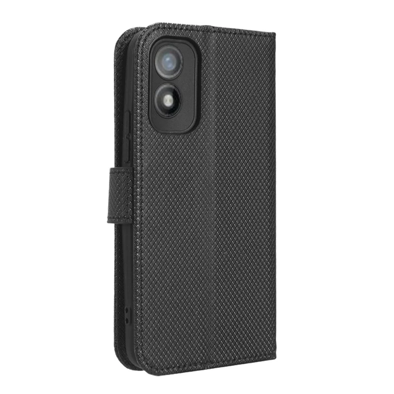 Shockproof Case for itel A18 PU Leather Mobile Folio Flip Cover Wallet Phone Case with Stand - Black