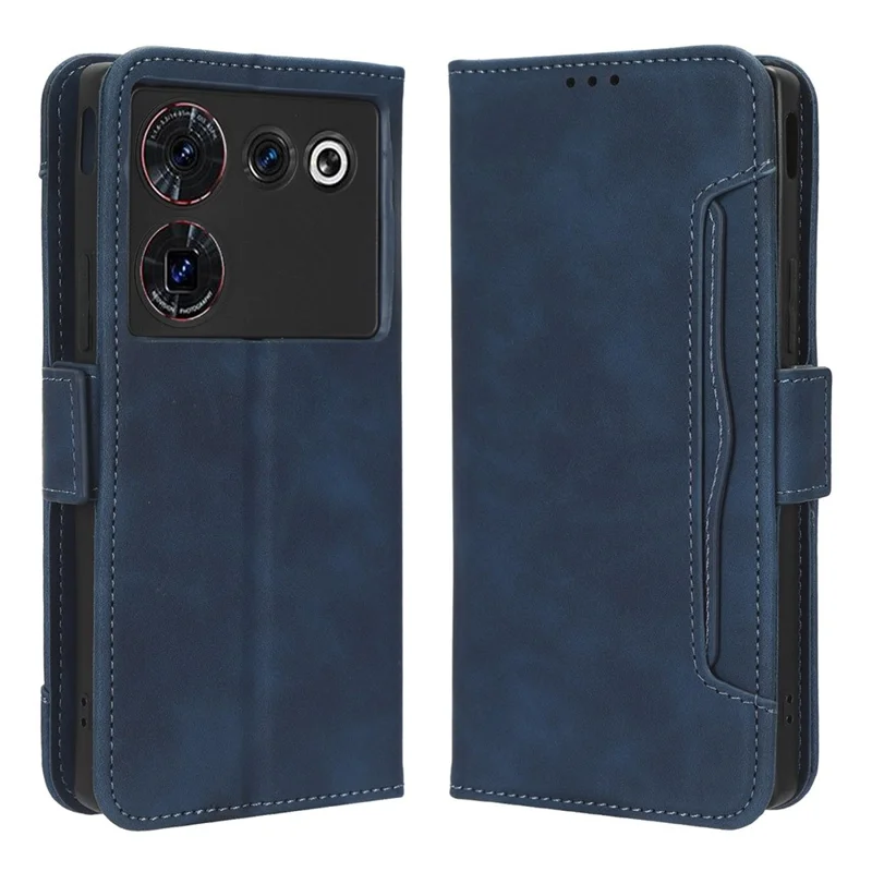 Wallet Phone Case for ZTE nubia Z50 Ultra Multiple Card Slots Phone Shell PU Leather Stand Cover - Blue