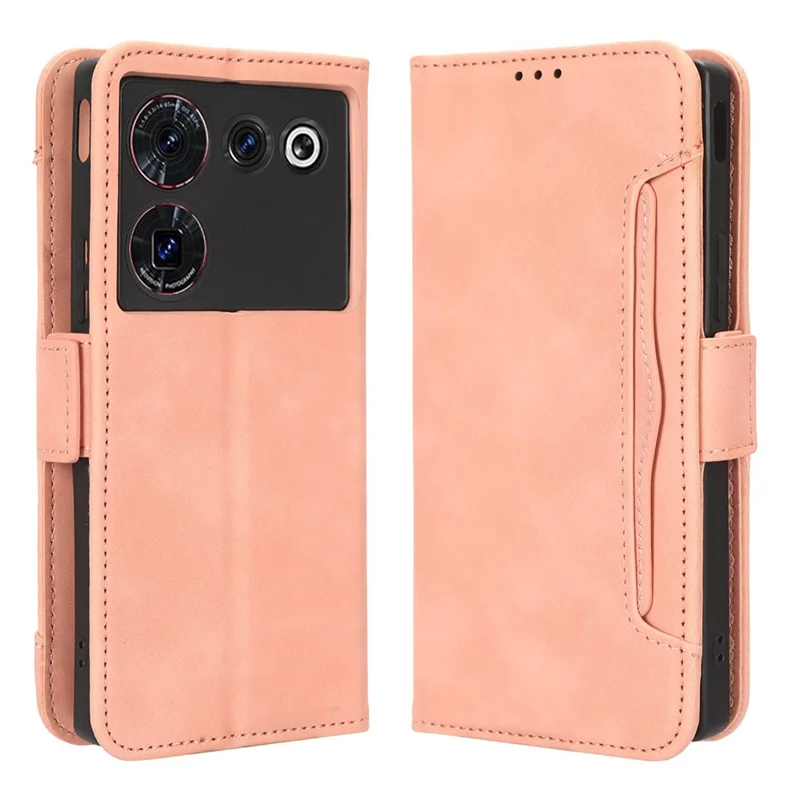 Wallet Phone Case for ZTE nubia Z50 Ultra Multiple Card Slots Phone Shell PU Leather Stand Cover - Pink