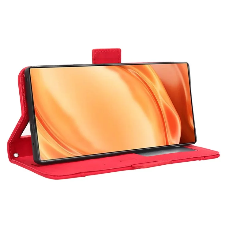 Wallet Phone Case for ZTE nubia Z50 Ultra Multiple Card Slots Phone Shell PU Leather Stand Cover - Red