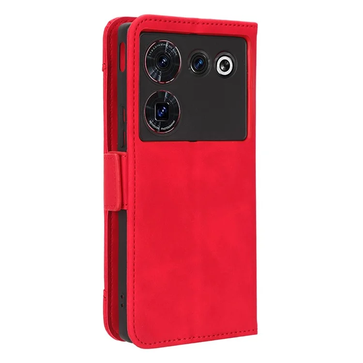 Wallet Phone Case for ZTE nubia Z50 Ultra Multiple Card Slots Phone Shell PU Leather Stand Cover - Red