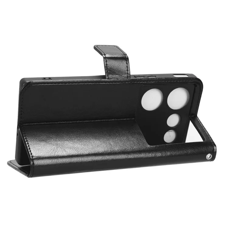 Für ZTE nubia Z50 Ultra Wallet Phone Case Crazy Horse Textur PU Leder Folio Flip Cover mit Ständer - Schwarz