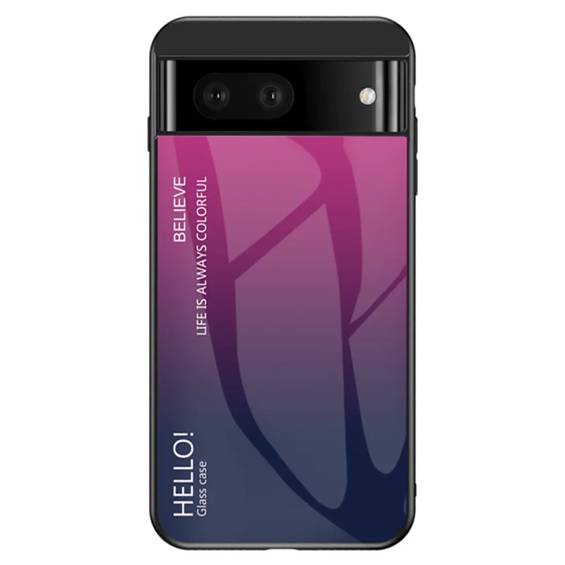For Google Pixel 7a Tempered Glass+PC+TPU Gradient Phone Case Anti-drop Cover - Gradient Rose
