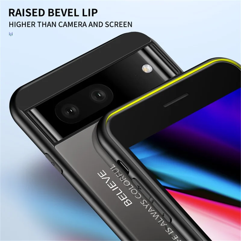 For Google Pixel 7a Tempered Glass+PC+TPU Gradient Phone Case Anti-drop Cover - Gradient Rose