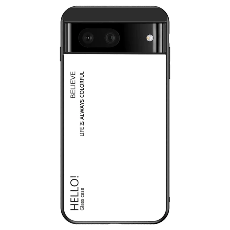 For Google Pixel 7a Tempered Glass+PC+TPU Gradient Phone Case Anti-drop Cover - White