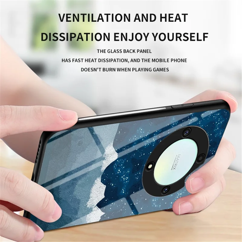 For Honor X9a 5G Starry Sky Pattern Phone Case PC+TPU+Tempered Glass Anti-scratch Cover - Scattering Starry